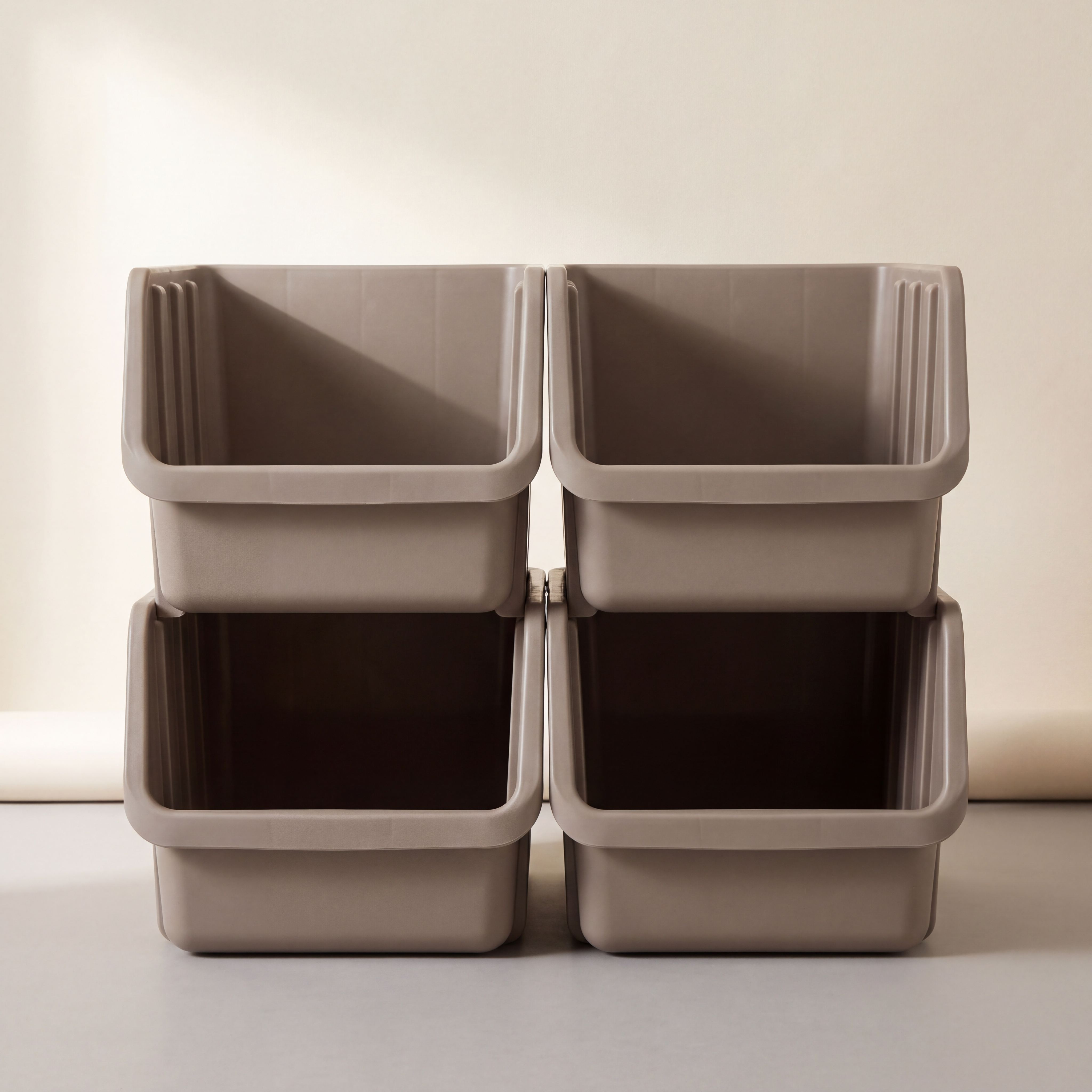 Open Front Stacking Bins, 4 Pack